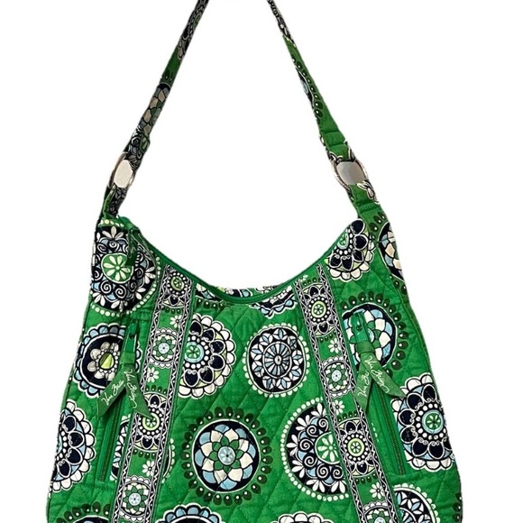 Vera Bradley Handbags - Vera Bradley Cupcake Green Floral Medallions Shoulder Handbag Retired 2009